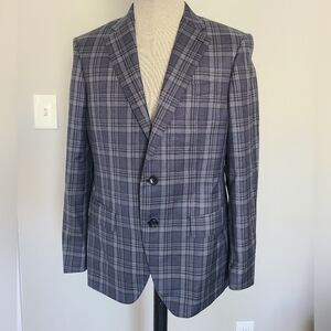 Durban blue checkered light weight wool blazer